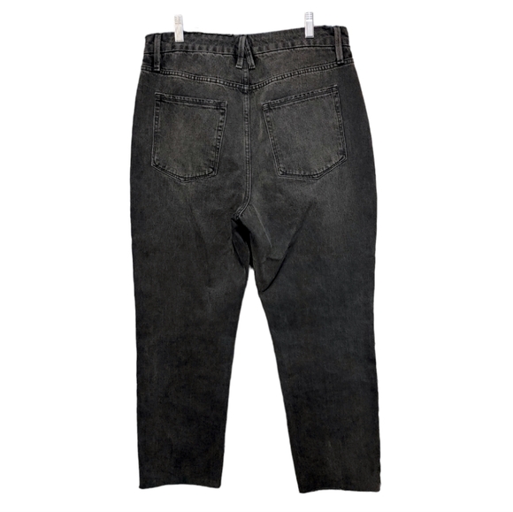 Good American Good Boy Dark Wash Frayed High Rise Slim Leg Jeans Women's Size 14 - Picture 6 of 13